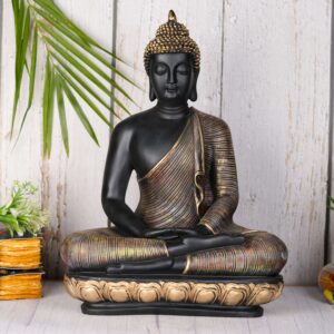 Large Black & Gold Resin Buddha Statue
