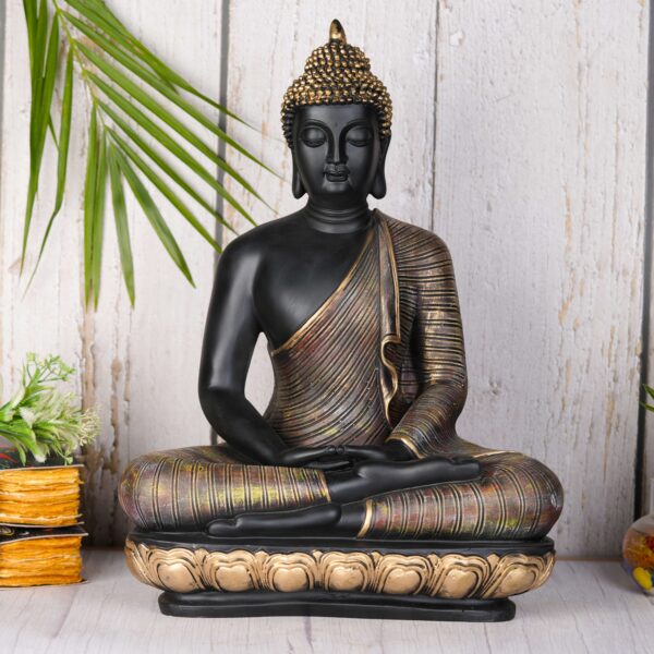 Large Black & Gold Resin Buddha Statue