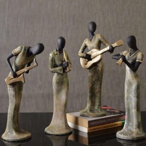 Set of 4 Musical Ladies Playing Instrument Statues