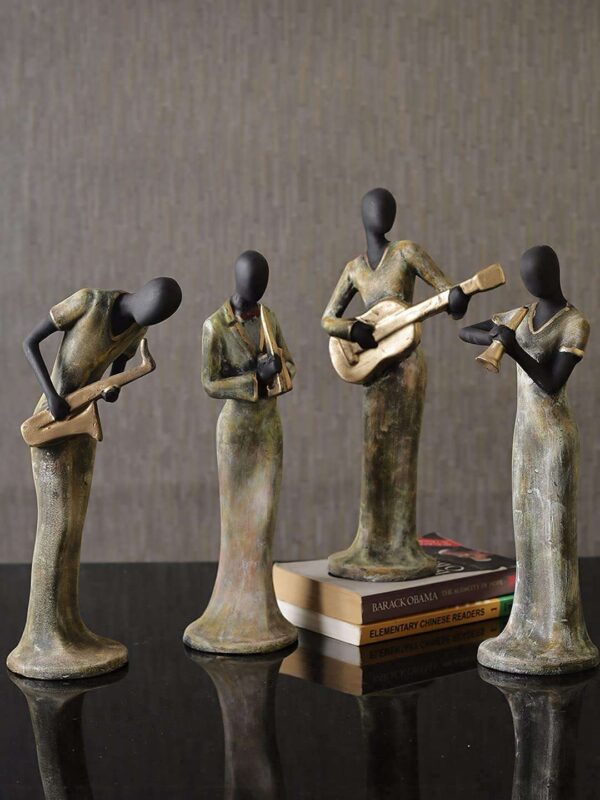 Set of 4 Musical Ladies Playing Instrument Statues