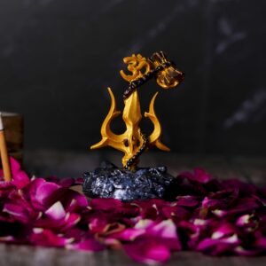 Silver Resin Shiv,mahadev Trishul,Trident with Damaru God Stand for Gifting