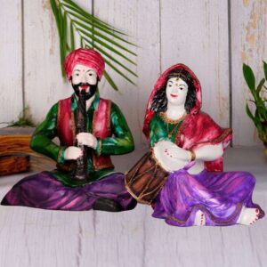 Decorative Set of 2 Punjabi Couple Playing Musical Instrument