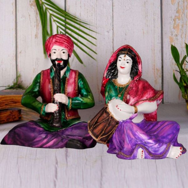 Decorative Set of 2 Punjabi Couple Playing Musical Instrument