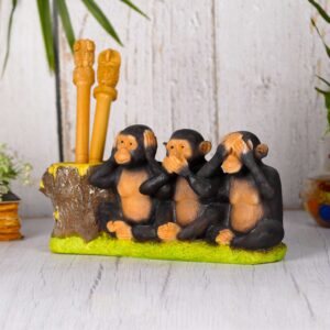 Gandhiji' Moralistic Polyresin Three Monkeys Pen Stand