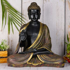 Large Black & Gold Resin Buddha Statue - 2 Feet