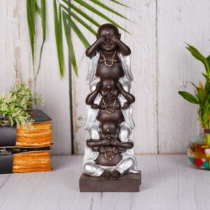 Silver Laughing Buddha Statue for Home & Office Dcor