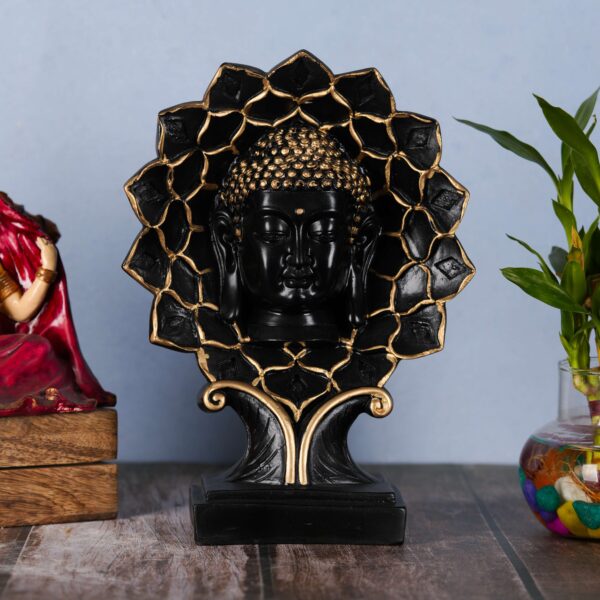 Sunface Buddha Face Statues for Living Room - Black
