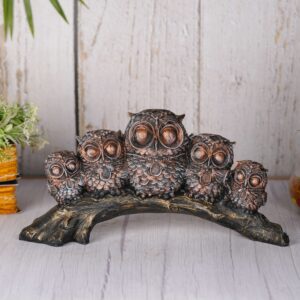 Antiqe Resin owl Family Set Statue