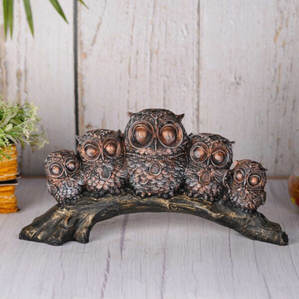 Antiqe Resin owl Family Set Statue