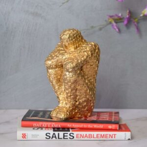 Golden Thinker Statue Intriguing Sitting Man Figurine