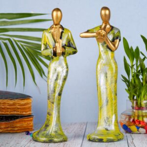 Polyresin Lady Hand Musical Instrument Statue Set Of 2