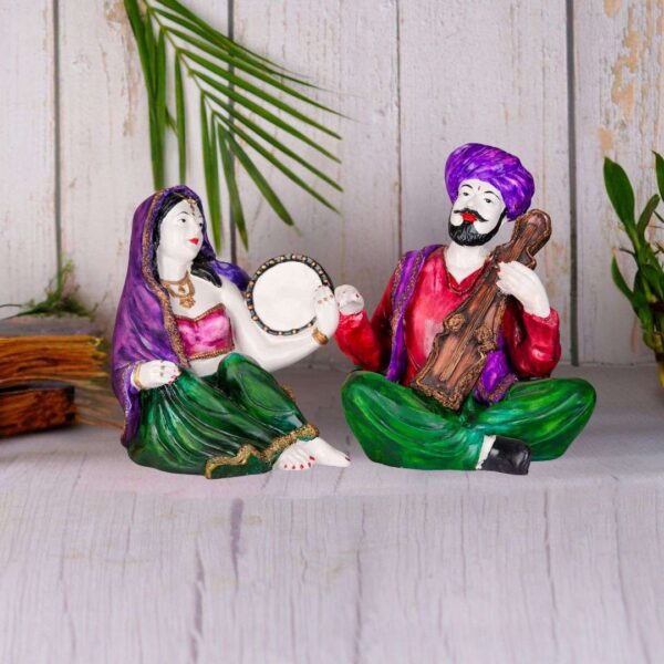 Decorative Set of 2 Punjabi Couple Playing Musical Instrument Showpiece