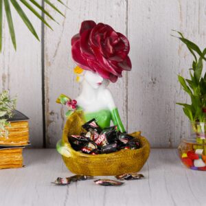 Lady with Basket Showpiece for Home Décor - Big