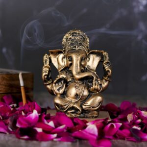 Brown Polyresin Sitting Ganesha Idol