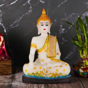 Meditating White Gold Buddha
