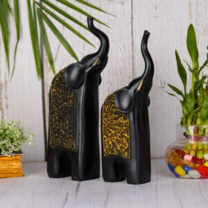 Elephant Decorative Figurine, Black Gold