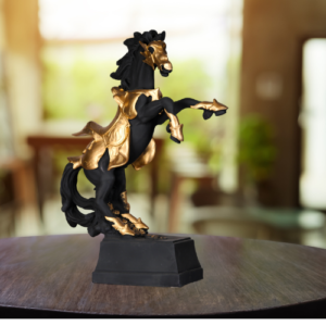 Horse Showpiece for Home Decor Living Room - Black & Golden