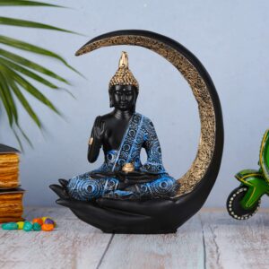 Antique Big Meditating Moon Buddha 9-Inch Buddha Idol