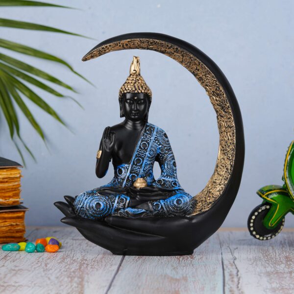 Antique Big Meditating Moon Buddha 9-Inch Buddha Idol