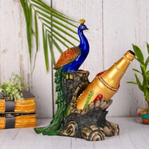 Decorative Drinking Peacock Statue Wine Bottle Holder
