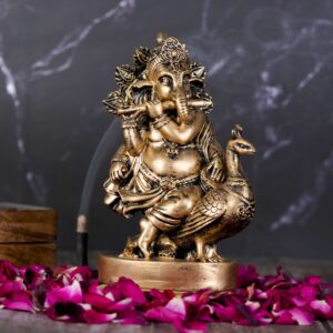 Handcrafted Lord Ganesha Playing Basuri Decoraive Showpiece