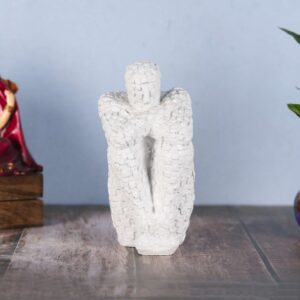 White Thinker Statue Intriguing Sitting Man Figurine