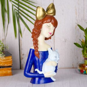 Lady with Cat Showpiece Statue Collectibles Figurines