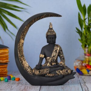 Antique Big Meditating Moon Buddha Statue Showpiece