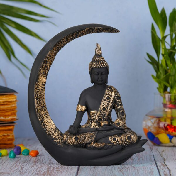 Antique Big Meditating Moon Buddha Statue Showpiece