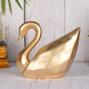 Golden Polyresin Swan Figurine