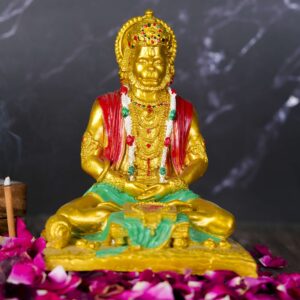 Book Hanuman Idol Resin Hanuman Murti with Scriptures for Pooja Room