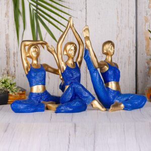 Lady Yoga Poses Statue for Home Decor Showpiece Set Of 3